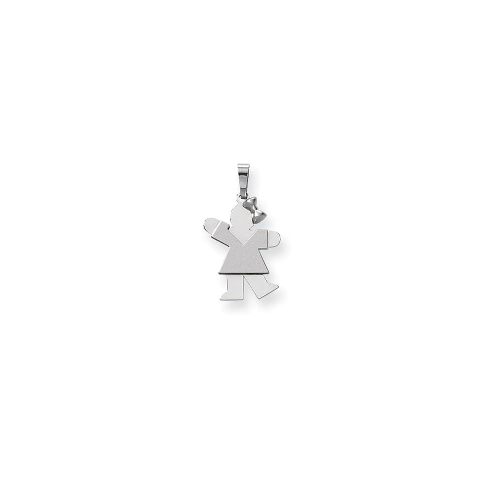 Lovely Rita's Pendants & Charms No Engraving 14 White Gold Solid Small Girl With Bow Kiss Charm
