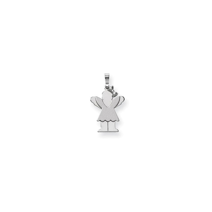 Lovely Rita's Pendants & Charms No Engraving 14 White Gold Solid Small Girl With Bow Love Charm