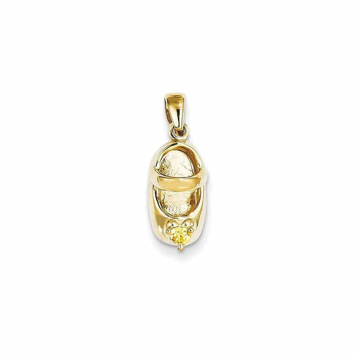 Lovely Rita's Pendants & Charms No Engraving 14 Yellow Gold Citrine Stone 3D Baby Shoe Charm
