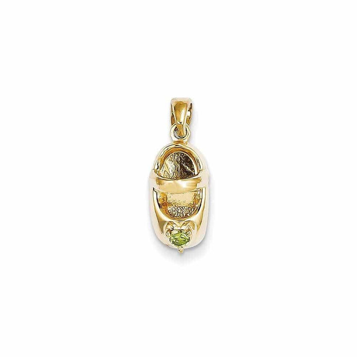 Lovely Rita's Pendants & Charms No Engraving 14 Yellow Gold Peridot Stone 3D Baby Shoe Charm
