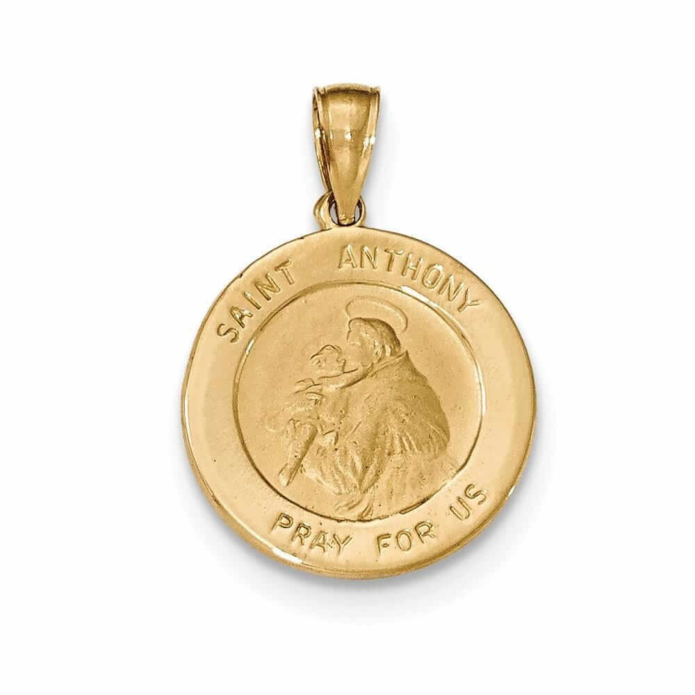 Lovely Rita's Pendants & Charms No Engraving 14 Yellow Gold Saint Anthony Small Round Medal