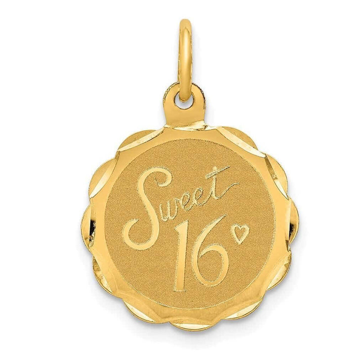 Lovely Rita's Pendants & Charms No Engraving 14 Yellow Gold Sweet Sixteen Disc Charm Pendant.