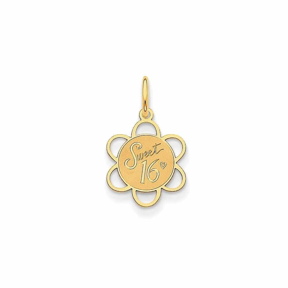 Lovely Rita's Pendants & Charms No Engraving 14 Yellow Gold Sweet Sixteen Disc Charm Pendant