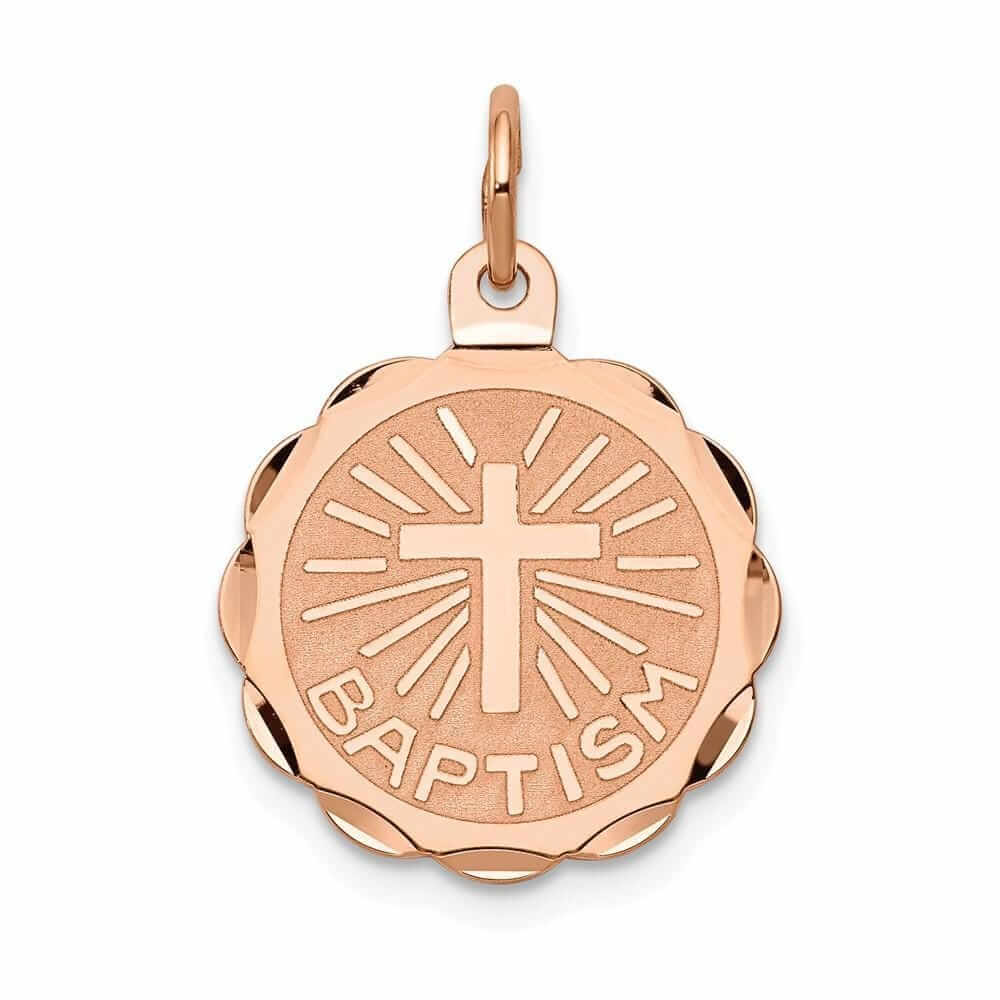 Lovely Rita's Pendants & Charms No Engraving 14k Rose Gold Baptism Medal Pendant.