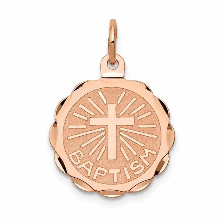 Lovely Rita's Pendants & Charms No Engraving 14k Rose Gold Baptism Medal Pendant.