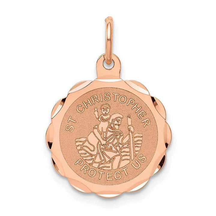 Lovely Rita's Pendants & Charms No Engraving 14k Rose Gold Saint Christopher Medal Pendant