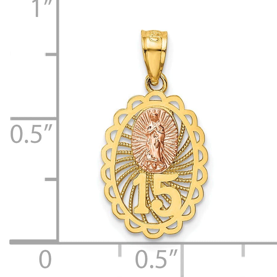 Lovely Rita's Pendants & Charms No Engraving 14k Two Tone Gold Rhodium 15 Guadalupe Pendant