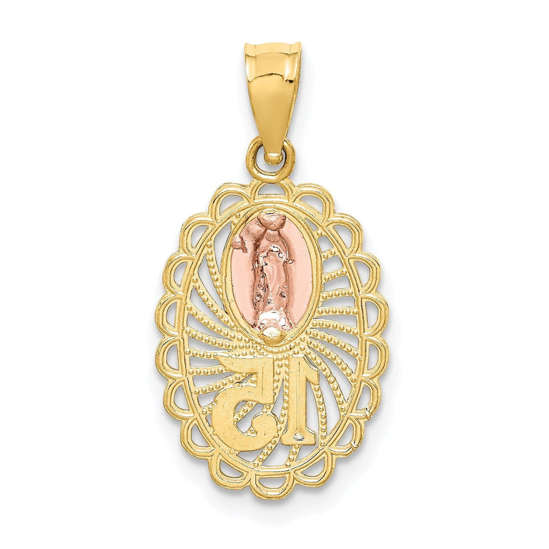 Lovely Rita's Pendants & Charms No Engraving 14k Two Tone Gold Rhodium 15 Guadalupe Pendant
