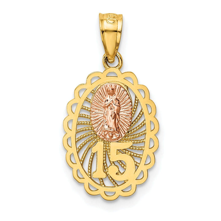 Lovely Rita's Pendants & Charms No Engraving 14k Two Tone Gold Rhodium 15 Guadalupe Pendant