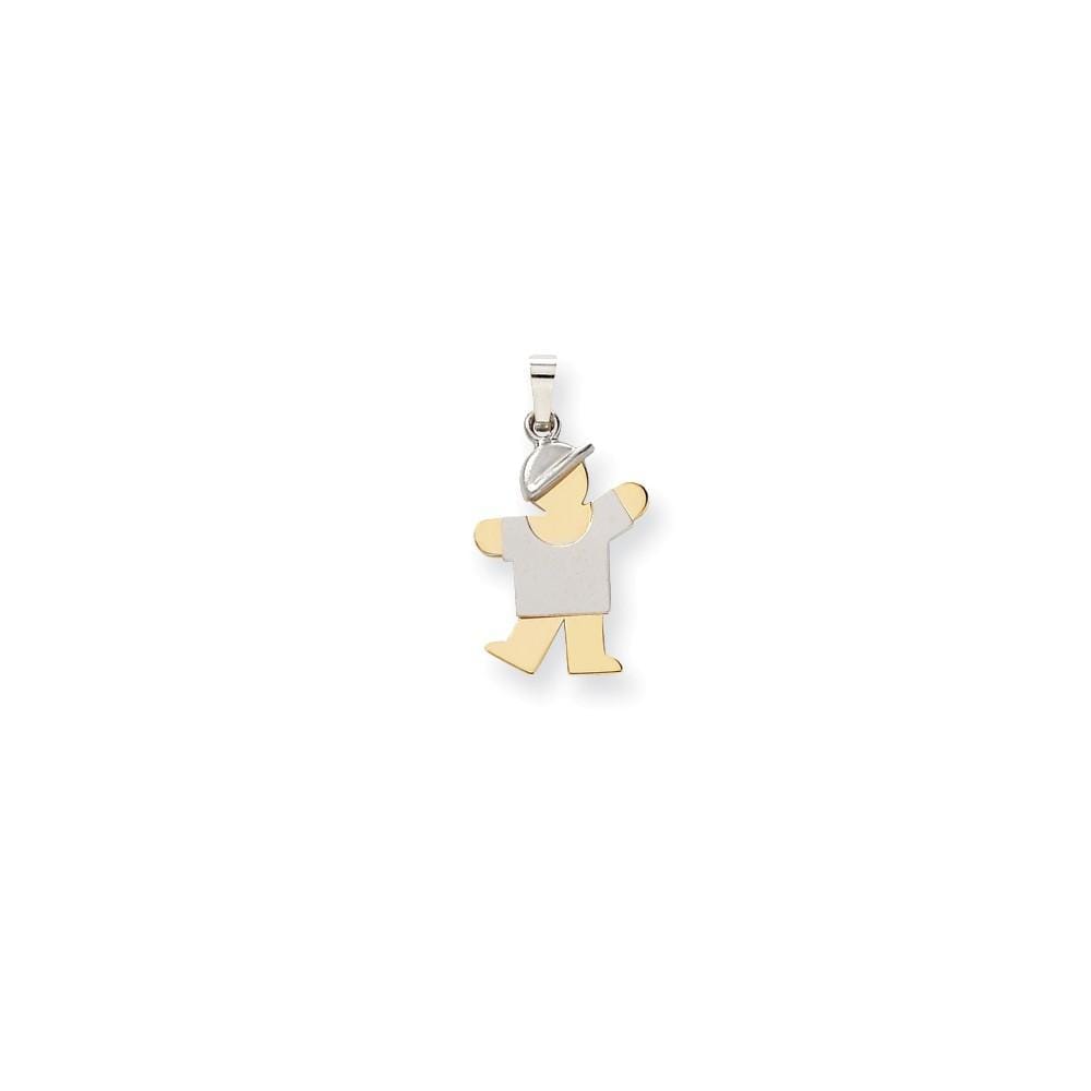 Lovely Rita's Pendants & Charms No Engraving 14k Two-tone Polished Boy With Hat Kiss Charm