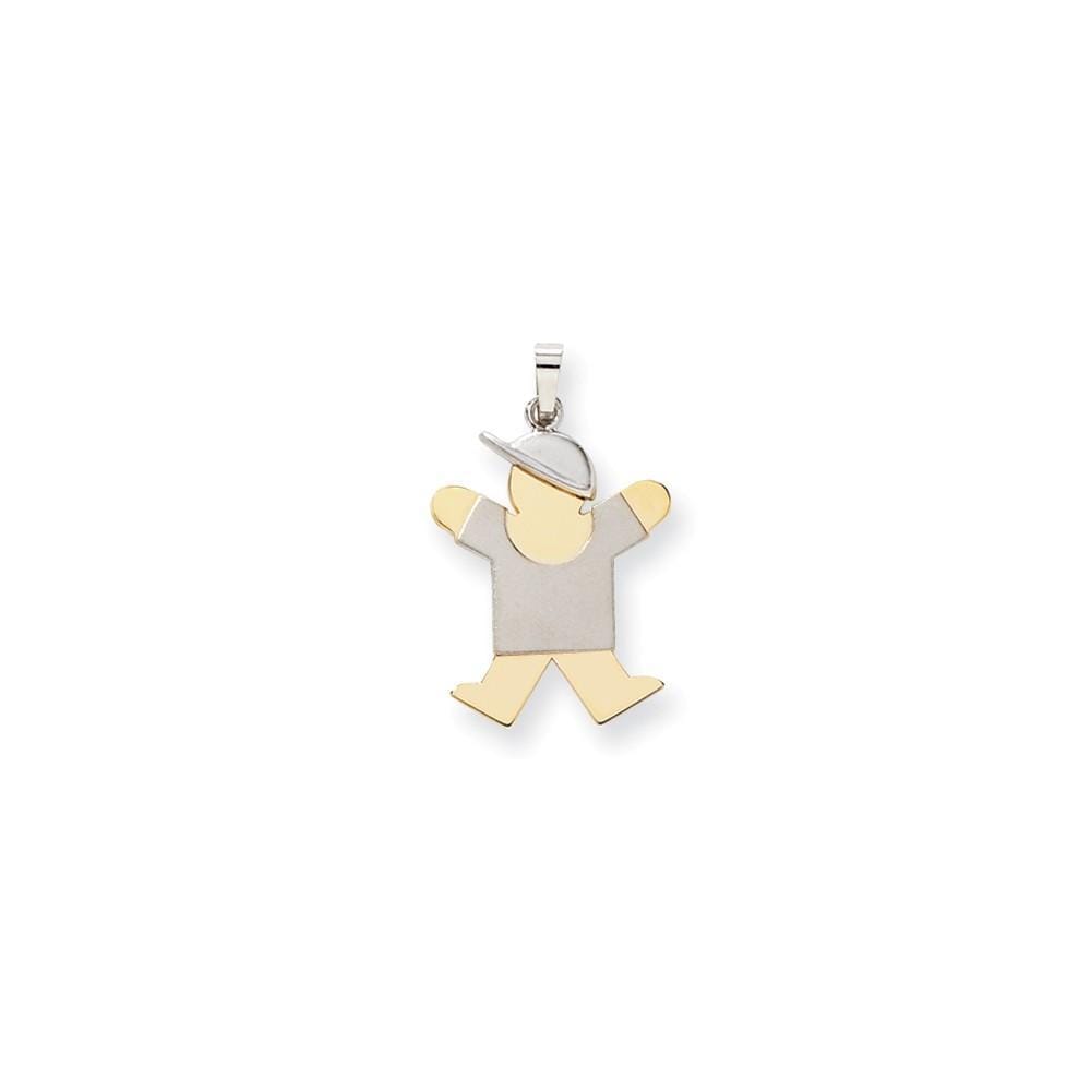 Lovely Rita's Pendants & Charms No Engraving 14k Two-tone Polished Large Boy With Hat Joy Charm