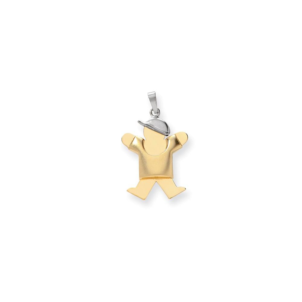 Lovely Rita's Pendants & Charms No Engraving 14k Two-tone Puffed Boy With Hat Joy Charm