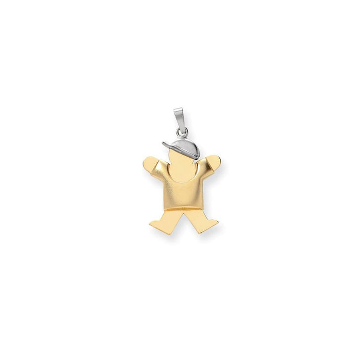Lovely Rita's Pendants & Charms No Engraving 14k Two-tone Puffed Boy With Hat Joy Charm