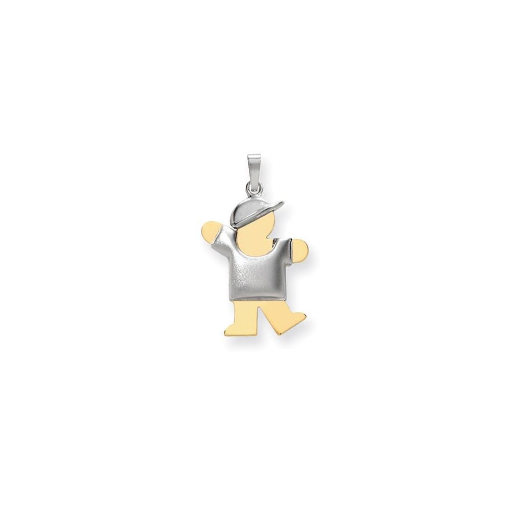 Lovely Rita's Pendants & Charms No Engraving 14k Two-tone Puffed Boy With Hat Kiss Charm