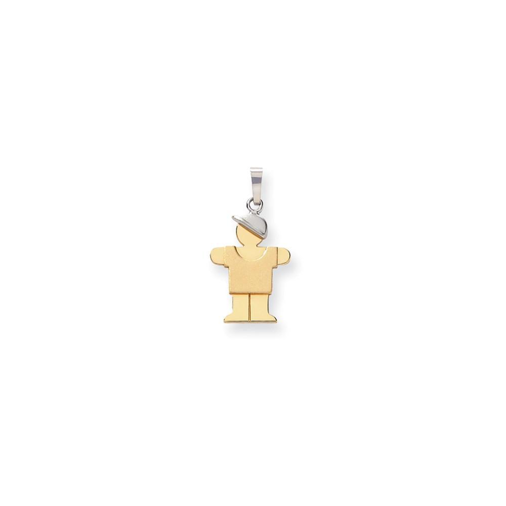Lovely Rita's Pendants & Charms No Engraving 14k Two-tone Small Polished Hugs Boy With Hat Charm