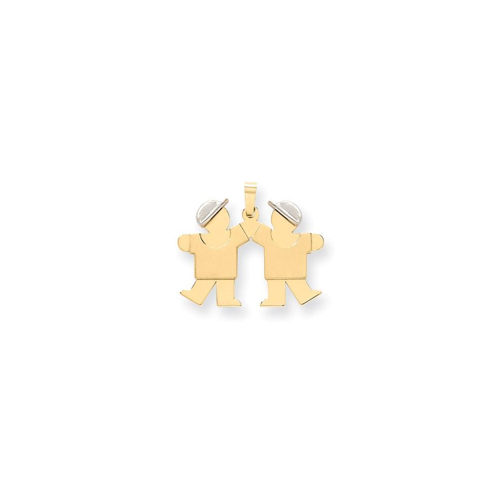 Lovely Rita's Pendants & Charms No Engraving 14k Two-tone Small Twin Boys With Hats Kiss Charm