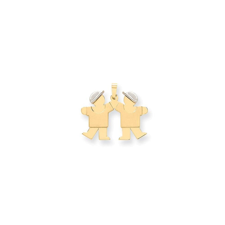 Lovely Rita's Pendants & Charms No Engraving 14k Two-tone Small Twin Boys With Hats Kiss Charm