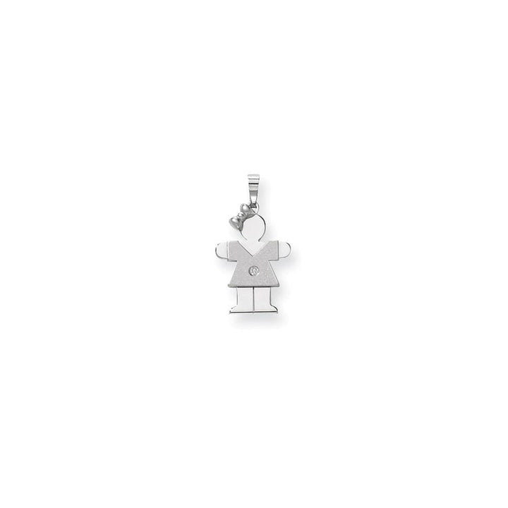 Lovely Rita's Pendants & Charms No Engraving 14k White Gold Diamond Girl With Bow Hugs Pendant