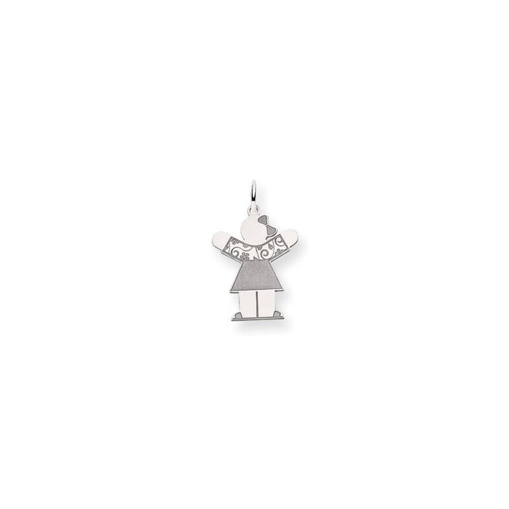 Lovely Rita's Pendants & Charms No Engraving 14k White Gold Girl in Floral Dress Love Charm