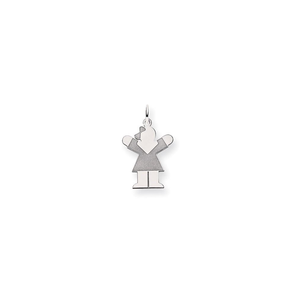 Lovely Rita's Pendants & Charms No Engraving 14k White Gold Girl With Bow Love Charm