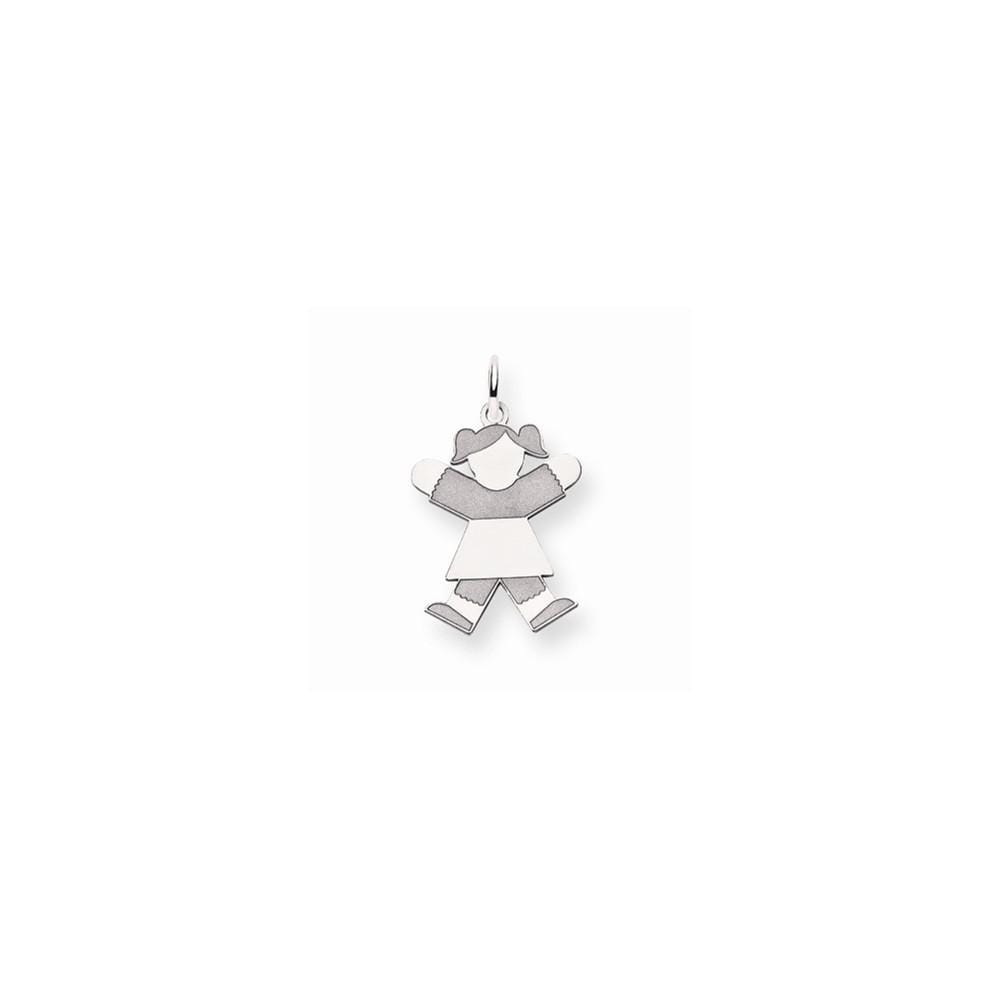 Lovely Rita's Pendants & Charms No Engraving 14k White Gold Girl With Pigtails Joy Charm