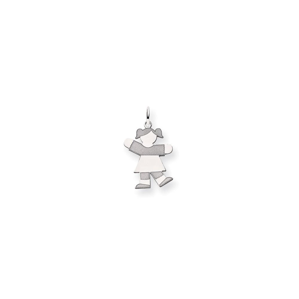 Lovely Rita's Pendants & Charms No Engraving 14k White Gold Girl With Pigtails Kiss Charm