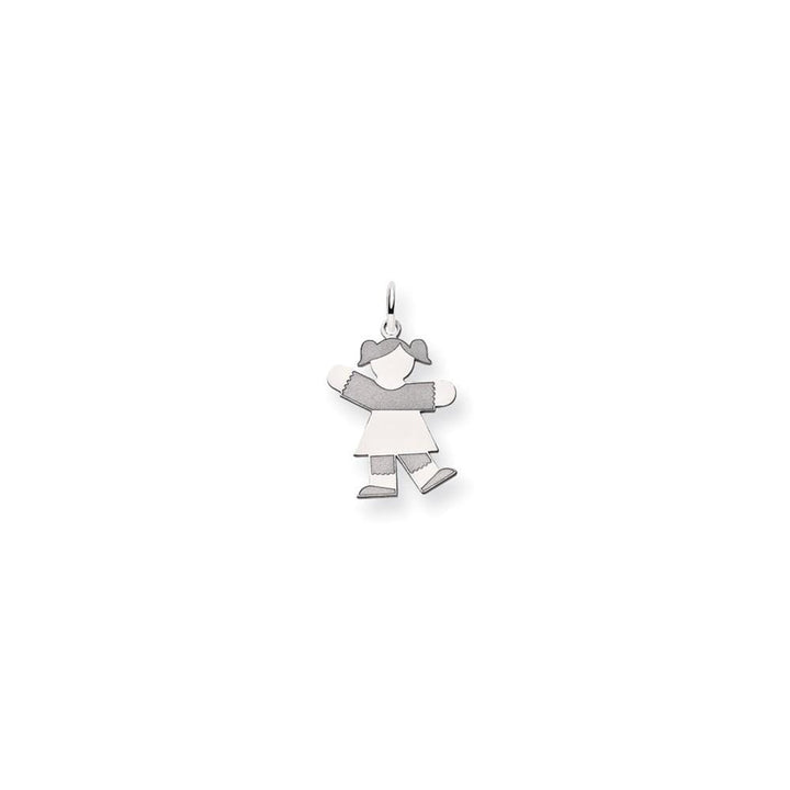 Lovely Rita's Pendants & Charms No Engraving 14k White Gold Girl With Pigtails Kiss Charm