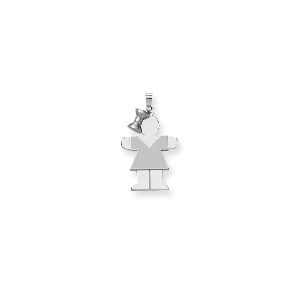 Lovely Rita's Pendants & Charms No Engraving 14k White Gold Medium Girl With Bow Hugs Charm