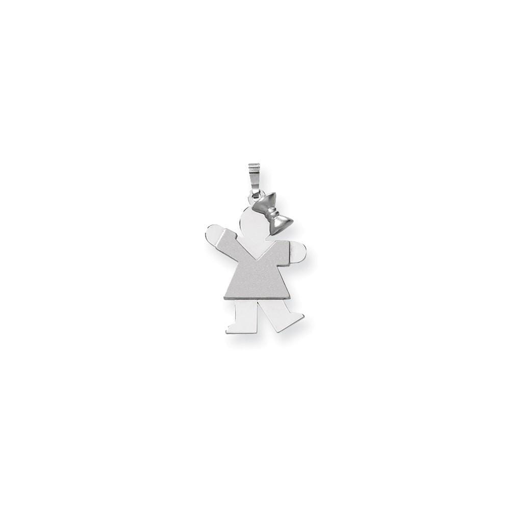 Lovely Rita's Pendants & Charms No Engraving 14k White Gold Medium Girl With Bow Kiss Charm