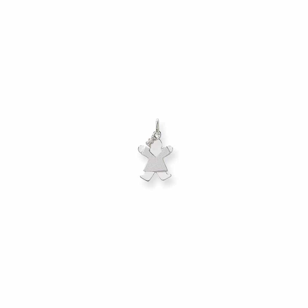 Lovely Rita's Pendants & Charms No Engraving 14k White Gold Mini Girl With Bow Joy Charm