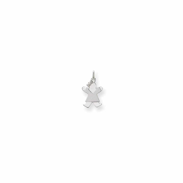 Lovely Rita's Pendants & Charms No Engraving 14k White Gold Mini Girl With Bow Joy Charm