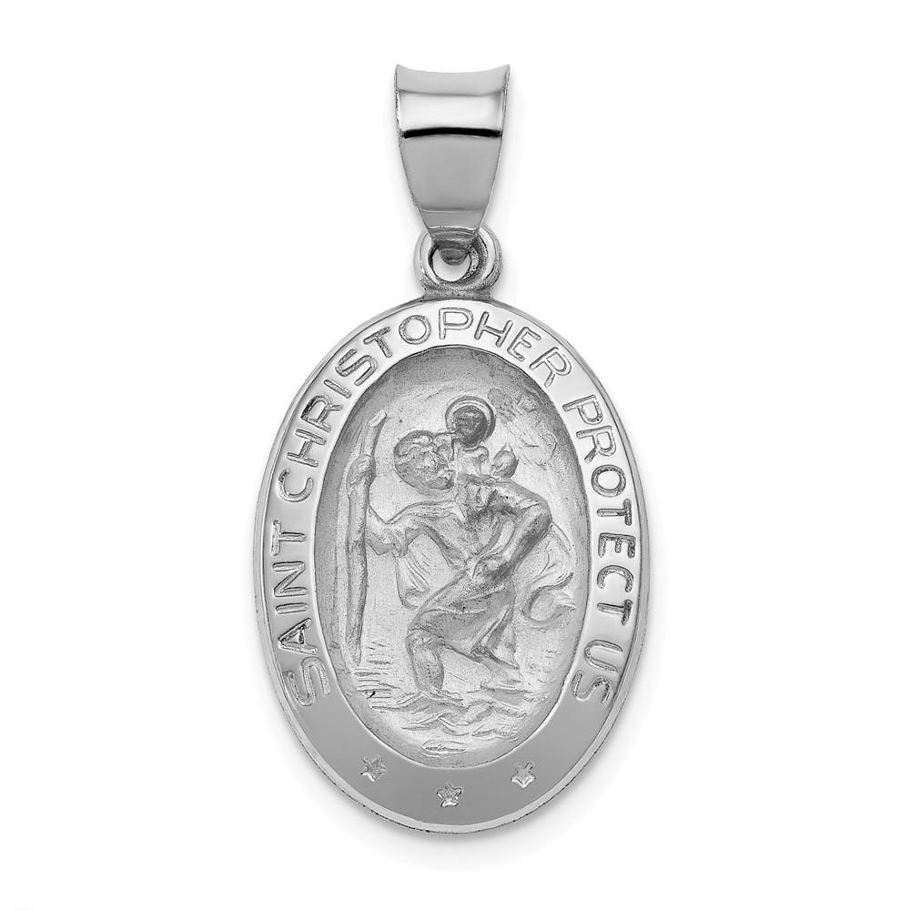 Lovely Rita's Pendants & Charms No Engraving 14k White Gold Saint Christopher Medal Pendant