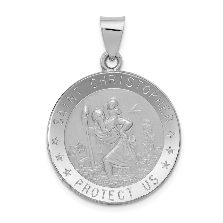 Lovely Rita's Pendants & Charms No Engraving 14k White Gold Saint Christopher Medal Pendant