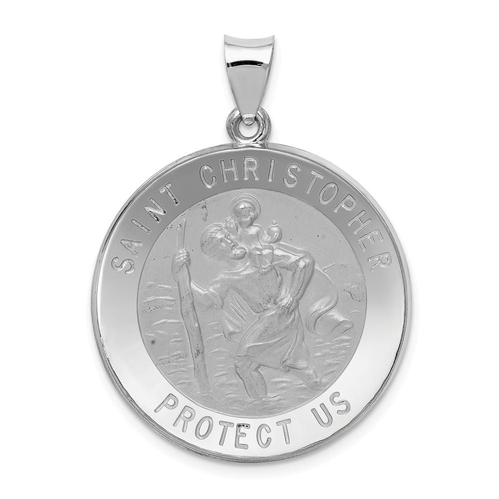 Lovely Rita's Pendants & Charms No Engraving 14k White Gold Saint Christopher Medal Pendant