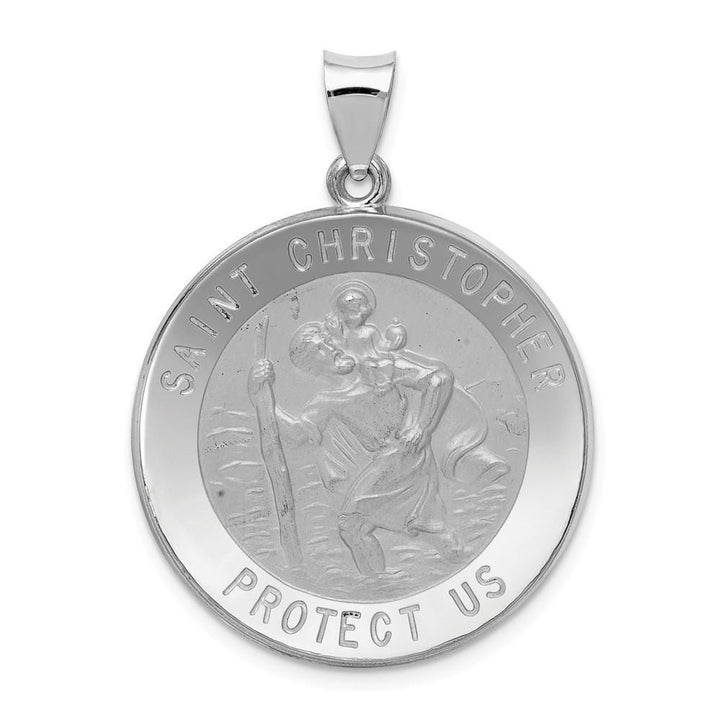 Lovely Rita's Pendants & Charms No Engraving 14k White Gold Saint Christopher Medal Pendant
