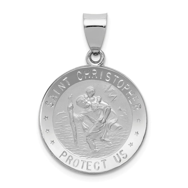 Lovely Rita's Pendants & Charms No Engraving 14k White Gold Saint Christopher Medal Pendant