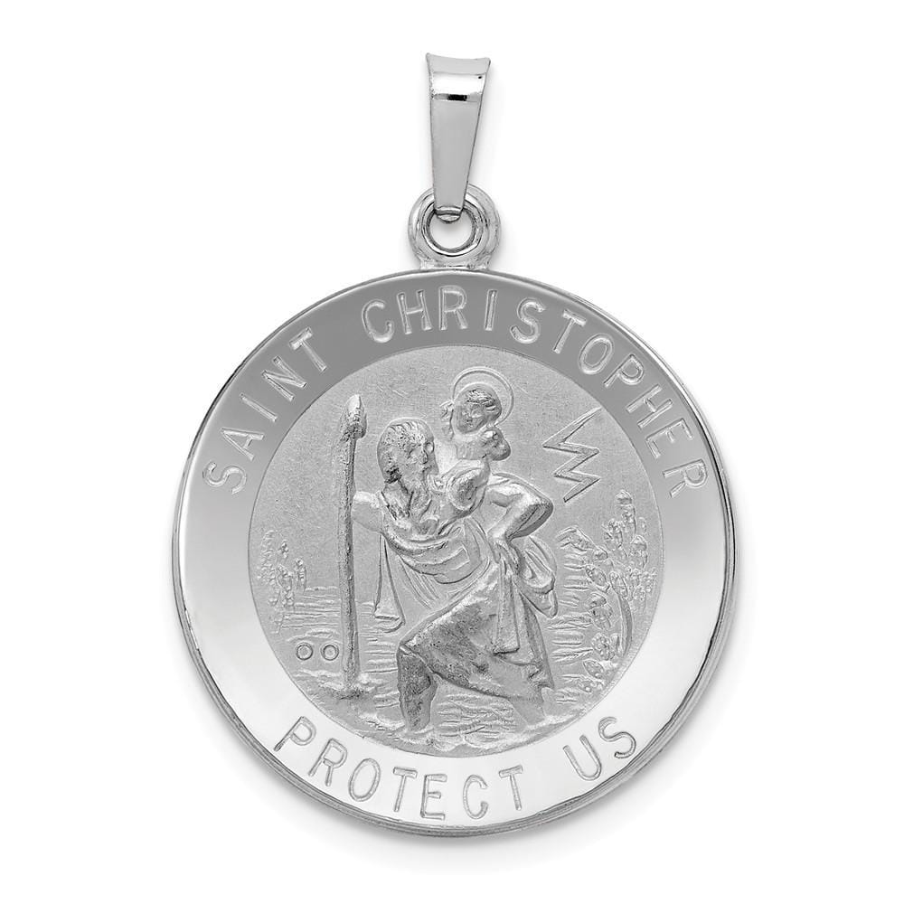 Lovely Rita's Pendants & Charms No Engraving 14k White Gold Saint Christopher Medal Pendant