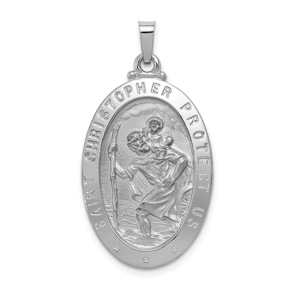 Lovely Rita's Pendants & Charms No Engraving 14k White Gold Saint Christopher Medal Pendant