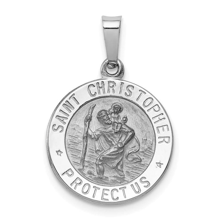 Lovely Rita's Pendants & Charms No Engraving 14k White Gold Saint Christopher Medal Pendant