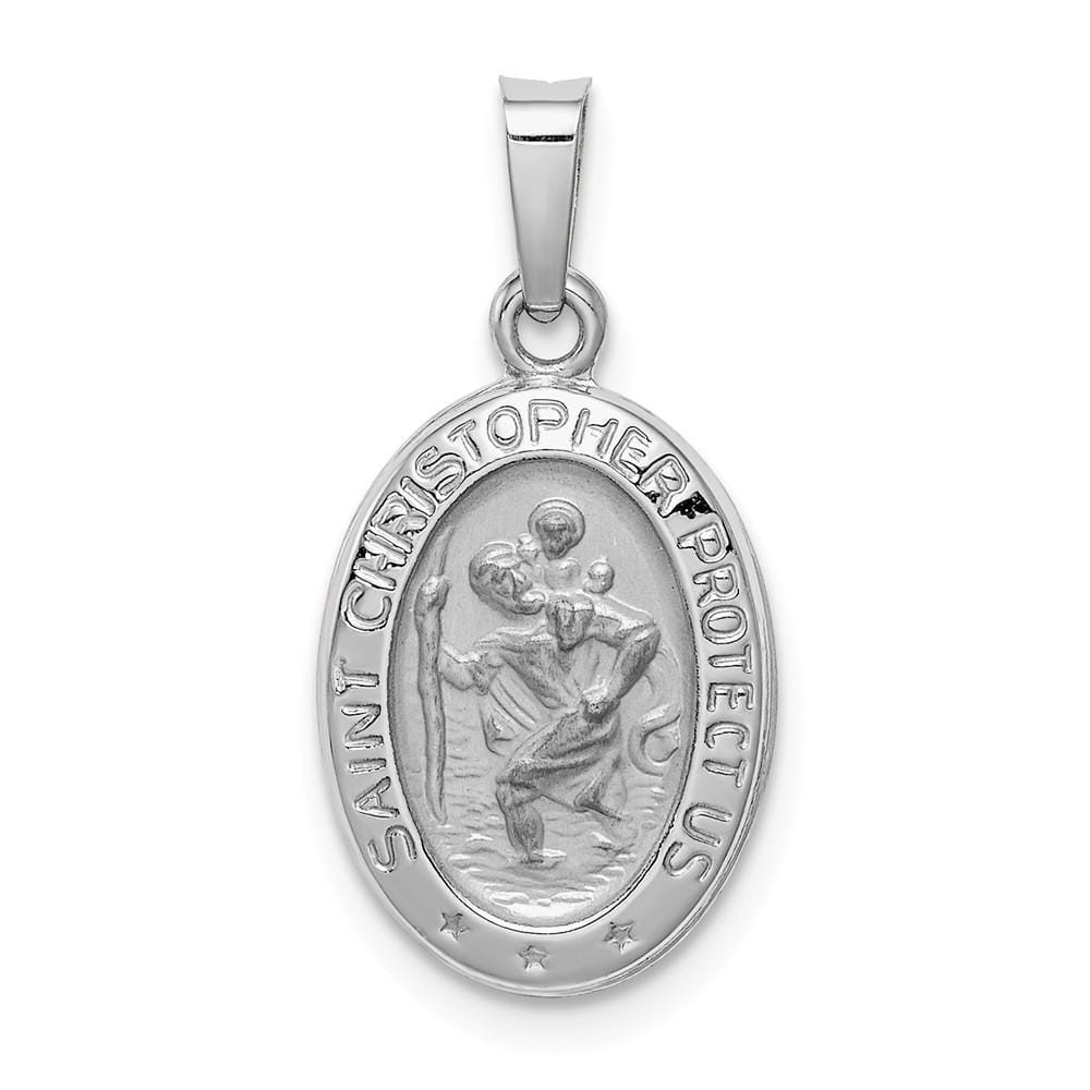Lovely Rita's Pendants & Charms No Engraving 14k White Gold Saint Christopher Medal Pendant