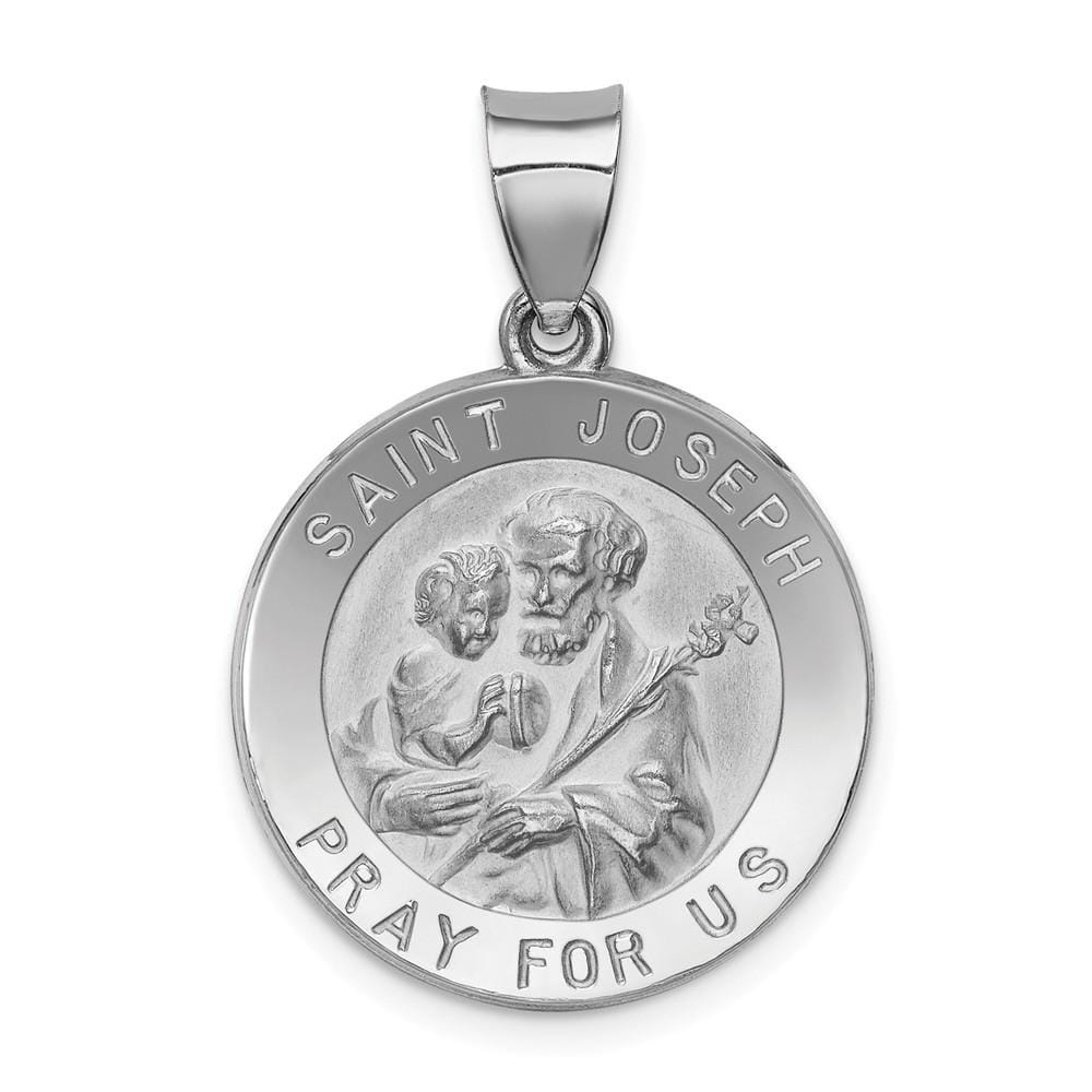 Lovely Rita's Pendants & Charms No Engraving 14k White Gold Saint Joseph Medal Pendant