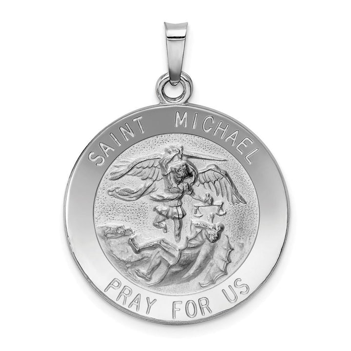 Lovely Rita's Pendants & Charms No Engraving 14k White Gold Saint Michael Medal Pendant