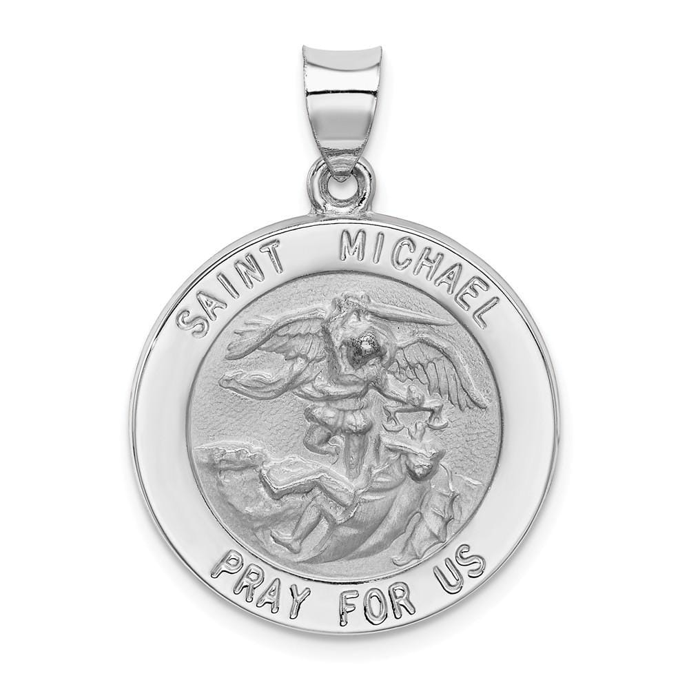 Lovely Rita's Pendants & Charms No Engraving 14k White Gold Saint Michael Medal Pendant