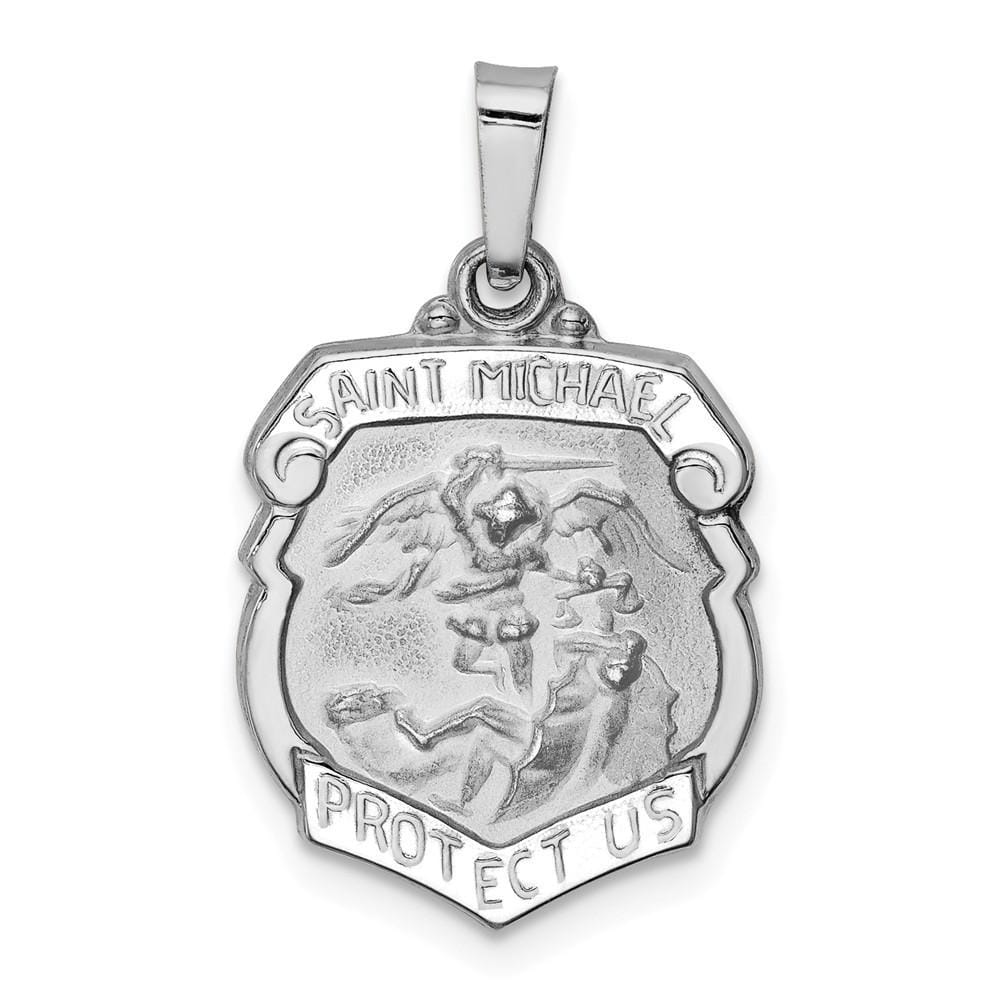 Lovely Rita's Pendants & Charms No Engraving 14k White Gold Saint Michael Medal Pendant