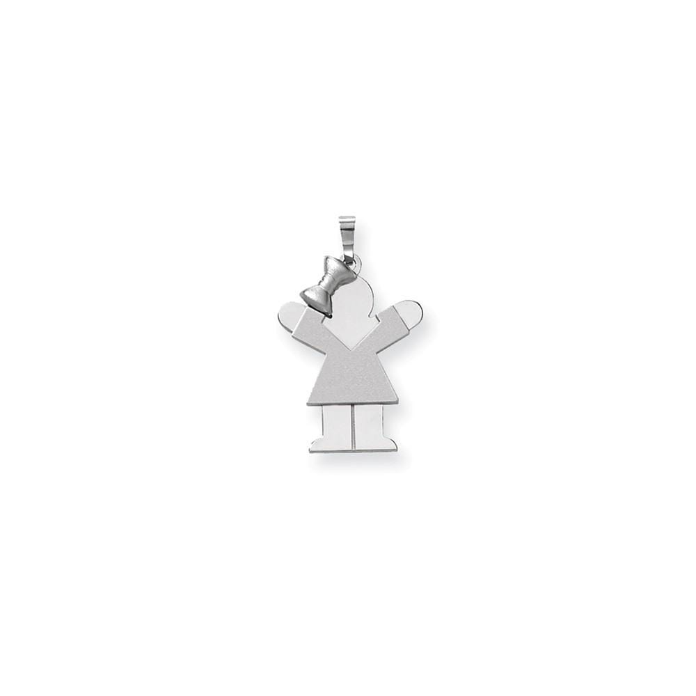 Lovely Rita's Pendants & Charms No Engraving 14k White Gold Solid Girl With Bow Love Charm