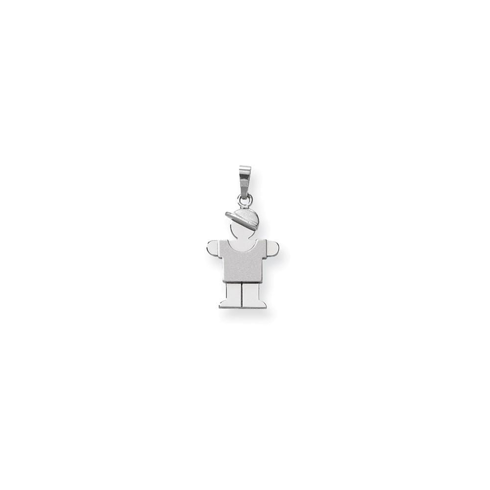 Lovely Rita's Pendants & Charms No Engraving 14k White Gold Solid Small Boy With Hat Hugs Charm