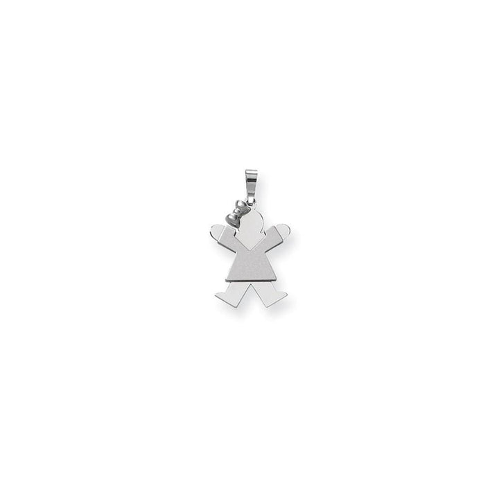 Lovely Rita's Pendants & Charms No Engraving 14k White Gold Solid Small Girl With Bow Joy Charm
