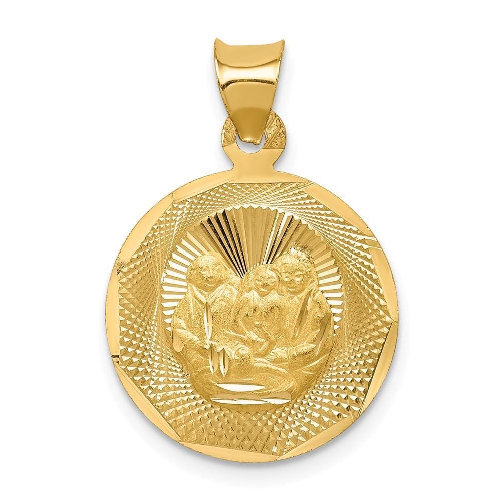 Lovely Rita's Pendants & Charms No Engraving 14k Yellow Gold Baptism Circle Medal Pendant. Engraving fee $22.00.
