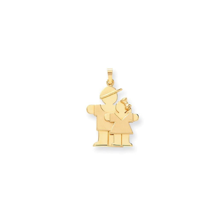 Lovely Rita's Pendants & Charms No Engraving 14k Yellow Gold Big Boy/Little Girl Hugs Charm