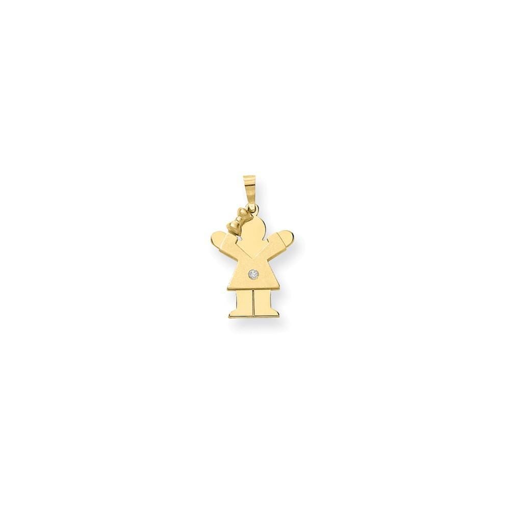 Lovely Rita's Pendants & Charms No Engraving 14k Yellow Gold Diamond Girl With Bow Love Pendant